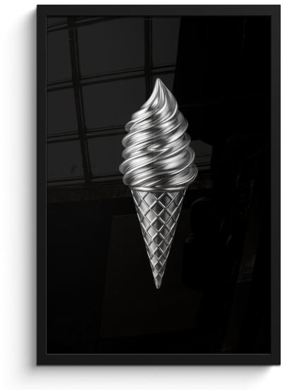 Poster in lijst - Fotolijst 40x60 cm - Posters - Softijs - Realistisch - Futuristisch - Posterlijst zwart - Decoratie - Wanddecoratie woonkamer - Muurdecoratie slaapkamer