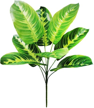 1 stuk 67 cm gele paradijsvogel, 8 takken meerbladige grove kunstplant, modern voor woonkamer, badkamer, keuken en indoor decoratie (bevat geen pot)