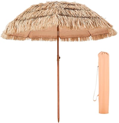 Jurrys Parasol - Tiki Parasol - Strandparasol - Tuinparasol - Hawai style - Onderhoudsvrij - Waterproof - Bruin - 210x180cm
