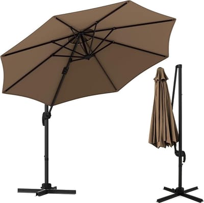 KOMFOTTEU Parasol 300 cm - zweefparasol met aluminium staaf - draaibaar - met 5 verstelbare hoeken - tuinparasol voor tuinen en balkons
