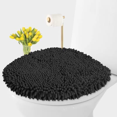 Toilet Dekselhoes - Zachte Badkamer Mat - Verhoog Comfort - Antislip Onderzijde - 50 x 55 cm - Zwart
