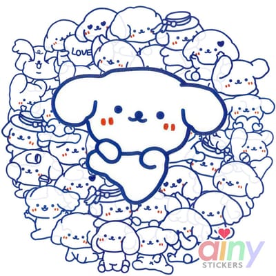 Ainy Kawaii Hond PET Stickers 40 stuks voor bullet journal, fotoalbum, wenskaarten, laptop, telefoon, waterfles, ook geschikt als muursticker, geschenksticker, skateboard sticker, graffiti sticker, knutselen stickervellen voor kinderen / volwassenen