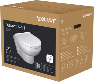 Duravit DuraStyle Basic wandclosetset diepspoel spoelrandloos 36.5x48cm met softclose closetzitting wit