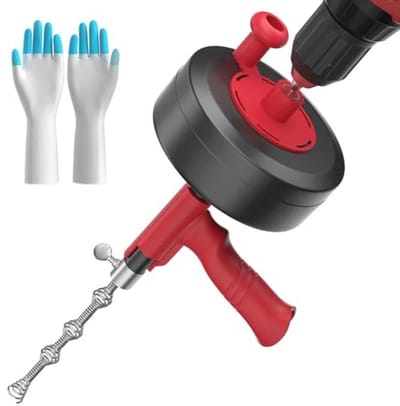 Flexibele Pijpreinigingsspiraal 7,6m met Booropzetstuk en Metalen Trommel voor Professionele Ontstopping