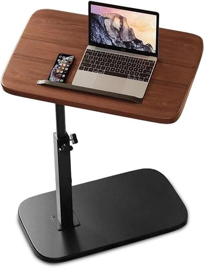 C-vormige bijzettafel - Verstelbaar nachtkastje - Ontspannen bij bank - 360° draaibaar blad - 45-80 cm hoogte - Bruin