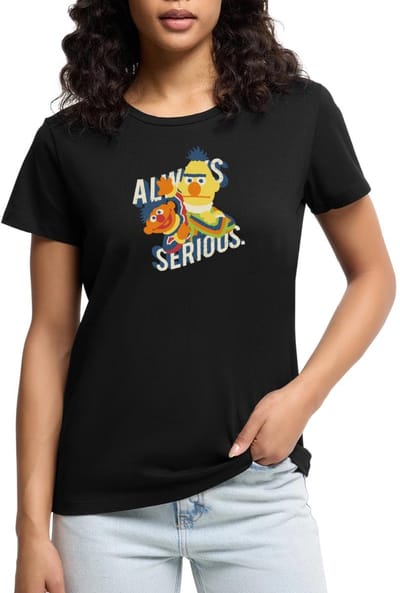 Sesamstraat Ernie Bert Altijd Serieus Always Serious Premium T Shirt Dames