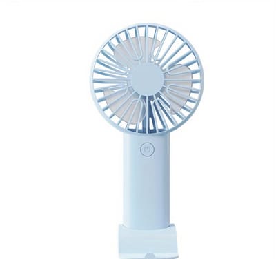 Draagbare Handventilator met Telefoonhouder - Mini USB Ventilator - Oplaadbaar - 3 Snelheden - Stil & Compact - Bureauventilator - Blauw