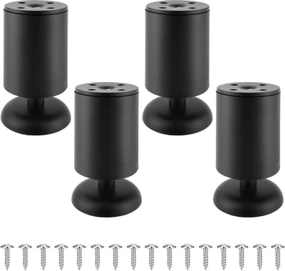 Set van 4 In hoogte Verstelbare Meubelpoten Hoek Zwart Aluminium - Voor Kasten en Tafels