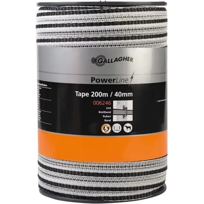 Gallagher PowerLine Lint 40mm wit (200 meter) - Hoog geleidende lintafrastering
