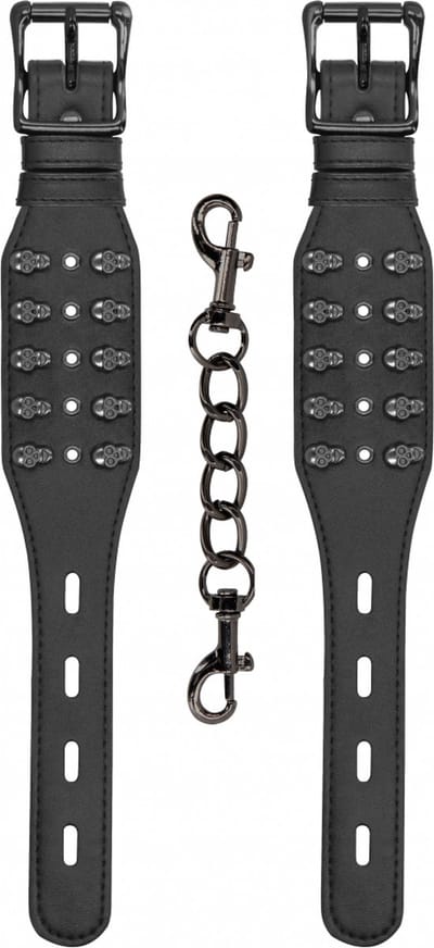 Ouch! Skulls and Bones - Handcuffs with Skulls - Black