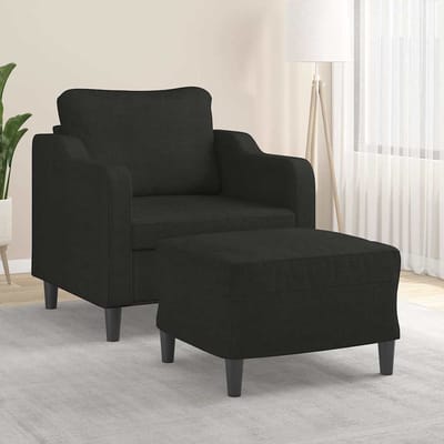 vidaXL - Fauteuil - met - voetenbank - 60 - cm - stof - zwart