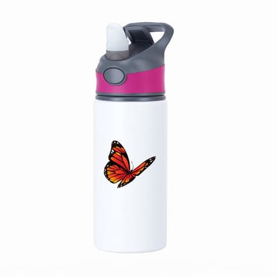 Hacebo® - Vlinders waterfles met rietje roze - Vlinder - Dieren liefhebbers - Insecten - dieren - vlindertuin - water fles - 650ML