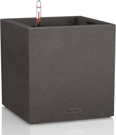 LECHUZA CANTO Stone 30 low - plantenbak - met uitneembare binnenbak - met bewateringssysteem - ALL-IN-ONE set met LECHUZA-PON - grafietzwart