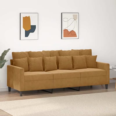 vidaXL - Driezitsbank - 180 - cm - fluweel - bruin