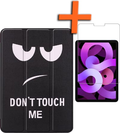 Hoesje - Geschikt voor Apple iPad Air 5 (2022) - 10.9 inch - 5e Generatie - M1 - Met Screenprotector - Trifold Bookcase - Hard Cover - Hardcover Book Case - Tablet Hoes - Don't Touch Me