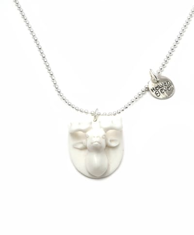 Heaven Eleven ketting rvs ballchain met een sleutel van hertegewei
