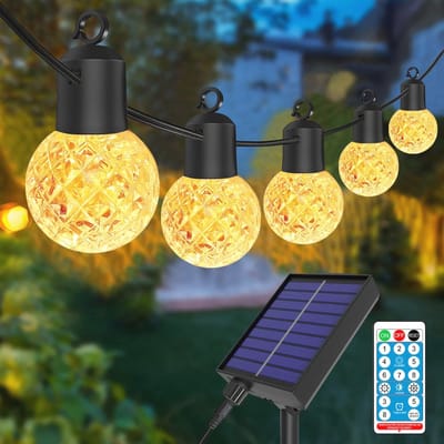 Zonne-energie Lichtslingers voor Buiten 15 Meter - Waterdicht LED Lichtsnoer met 25 Onbreekbare Lampen