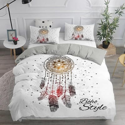 Dromenvanger Beddengoedset Elegant Boheems Dekbedovertrek Queen Twin Full Etnische Dekbedovertrek Eenpersoons Tweepersoons King Dekbedovertrek 135X200cm-2pcs gray