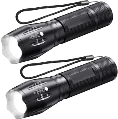 Aura® Zaklamp op batterijen - Zaklamp - Zaklampen - Zwart - ‎14cm x 4cm x 4cm