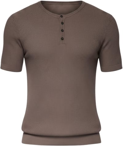 OMBRE T-shirt - Viscose - Korte Mouw - Knopen Asgrijs S