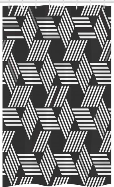 ABAKUHAUS Douchegordijn Geometrisch – Donkergrijs/Wit, 120x180 cm, 12 haken