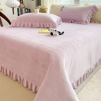 Couverture de lit violette en polaire de lait Coton laminé Pièce unique Drap antidérapant Couverture Double Couvre-lit en polaire cristal 200x230cm 1pc gray
