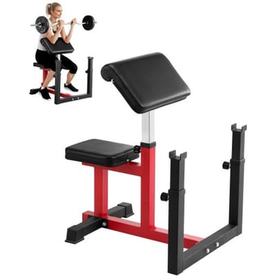 VEVOR Preacher Curl Bench halterbank met beenstrekker, krachttrainingsbanken (max. belasting 200 kg) Home Fitness Bench, fitnessapparatuur, zittend arm geïsoleerd halterstation, trainingsbank