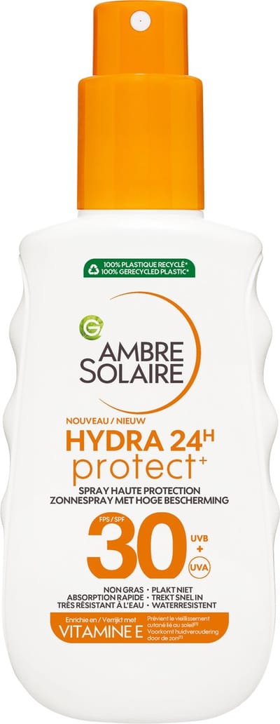 Garnier Ambre Solaire Hydra 24H Protect Zonnebrandspray SPF30 - Niet vet - Waterresistent - Vitamine E - beschermt en hydrateert – 150ml