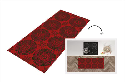 Keukenloper - Loper keuken - Chinees - Patronen - Rood - 120x50 cm - Keukenloper vinyl