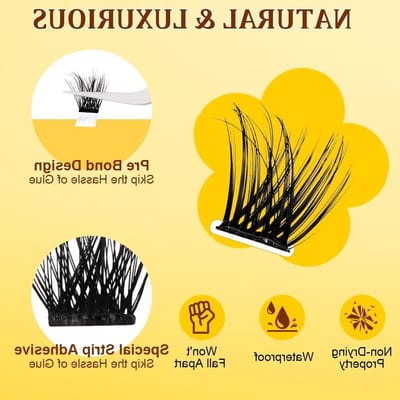 Adhesieve Wimpers Set van 120, Herbruikbare Volume Wimpers met Pincet, Zelfklevende Cluster Wimpers voor DIY, 10-16 mm