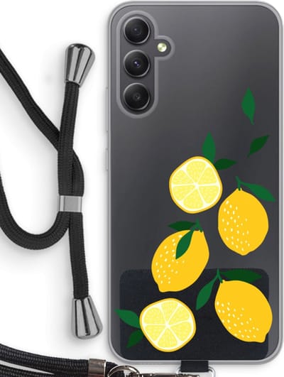 Case Company® - Hoesje met koord geschikt voor Samsung Galaxy A34 hoesje met Koord - You're my lemon - Telefoonhoesje met Zwart Koord - Bescherming aan alle Kanten en Over de Schermrand