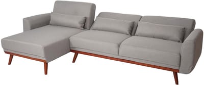 Sofa MCW-J20, bank hoekbank, L-vorm 3-zits ligvlak slaapfunctie stof/textiel 280cm ~ grijs