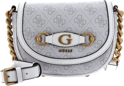 GUESS Schoudertas Avondtas Izzy Mini Crossbody Flap Dove Logo Beige