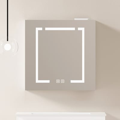 DESMIU Wandkast - LED Spiegelkast Met Opbergruimte - Voor Badkamer Woonkamer En Slaapkamer - MDF En Glas - 60x13,8x60 Cm - Wit