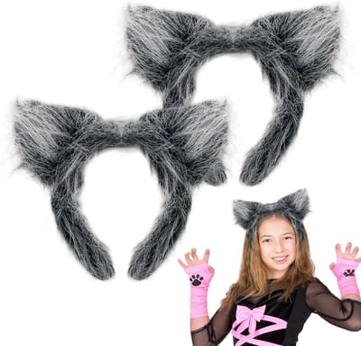 Pluche Grijze Wolf Oren Hoofdband - Dieren Kostuum Accessoire voor Halloween, Cosplay en Feestjes
