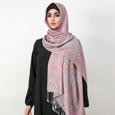 Moslim Dames Hijab Sjaal Jacquard Sjaal Kwastjes Dik Winddicht Etnische Stijl Arabische Vrouwen Wikkel Ontwerper Luxe Hoofdband gray