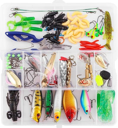 110-delige Vis- en Kunstaas Set voor Zoet- en Zoutwater Vissen | Inclusief Spinners, Haken en Accessoires