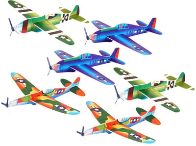 Henbrandt Speelgoed luchtmacht vliegtuigen Airgliders - 6x stuks - echt vliegend - uit Amerika - 19 cm - Historische vliegtuigjes - 3 soorten