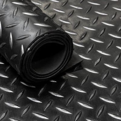 IVOL Rubbermat op rol - Diamant motief Zwart - 3mm breedte 220 cm - Rubber loper - Per strekkende meter