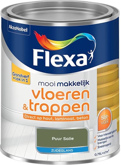 Flexa - Mooi Makkelijk Vloeren & Trappen Zijdeglans - Puur Salie - Mengverf - 750 Ml