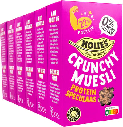 Holie's Crunchy Muesli Protein Speculaas 6x 400gr - ontbijtgranen - suikervrij - gezond - vegan