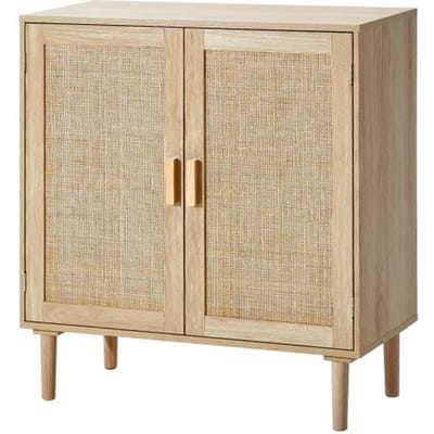 VEVOR Rotan kast Rotan ladekast Opbergkast met 2 magnetische deuren en verstelbare planken en handgrepen, dressoir Buffetkast voor hal Entree Woonkamer Keuken Hal