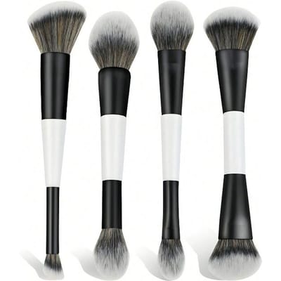4-delige Dubbelzijdige Make-up Kwasten Set Multifunctionele Foundation, Blush, Poeder, Highlighter, Contour En Concealer Kwasten Voor Vrouwen Make-up Kwasten Kit 4pcs