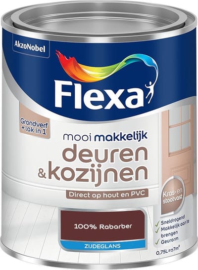 Flexa - Mooi Makkelijk Deuren & Kozijnen Zijdeglans - 100% Rabarber - Mengverf - 750 Ml