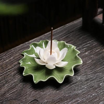 Brûleur d'encens Fleur de Lotus Large Fait Main Porte-encens Ligne Multicolore Utilisation Salle de Thé Bureau Maison Décoration Bouddha Décoration Maison black