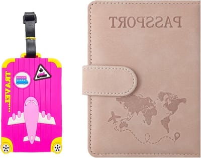 Elegante Paspoorthoes van PU Leer met RFID-bescherming voor Paspoort, Creditcards en Reisdocumenten (Roze)