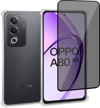 Geschikt voor OPPO A80 - Hoesje + Privacy Screenprotector – Privé - Gehard Glas Cover