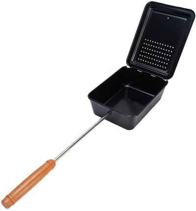Popcorn Popper - Grillpan Snackmaker - Kampvuur Buiten Koken - Gelijkmatige Warmte - 26x22x10cm - Zwart