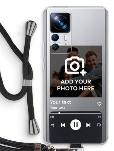 Gepersonaliseerd - Case Company® - Hoesje met koord geschikt voor Xiaomi 12T hoesje met Koord - Music Player - Telefoonhoesje met Zwart Koord - Bescherming aan alle Kanten en Over de Schermrand