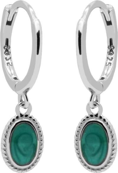 Karma Oorringen Hinged Hoops Vintage Green Zilver